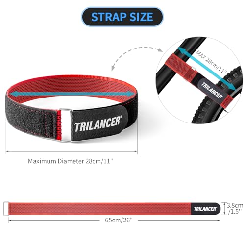 Bike Rack Straps, 4-Pack Trilancer Bike Wheel Stabilizer Strap 26'' x 1.5'' - color: Red, size: 26'' (4 Pcs)