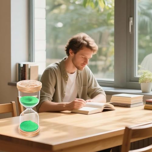 30 Second Sand Timer, Wooden Hourglass Sand Clock, Small Wood Green 30 Second Hour Glass, Sandglass for Brushing Teeth, Reloj De Arena, Classroom, Game, Kitchen, Home, Office - color: Green, size: 30 Sec