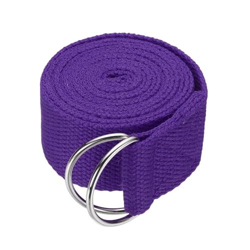 Yoga Strap for Stretching, Athletic Stretch Band with Adjustable Metal D Ring Buckle Yoga Bands - color: Purple, size: 5.9ft