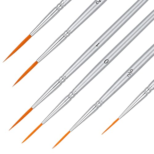 6Pcs Fine Detail Paint Brushes, Extra Long Liner Brushes for Watercolor | 6Pcs fine liner brushes, sizes 3/0-3. Long nylon bristles, fine tip for smooth lines. Works with watercolor, acrylic, ink.