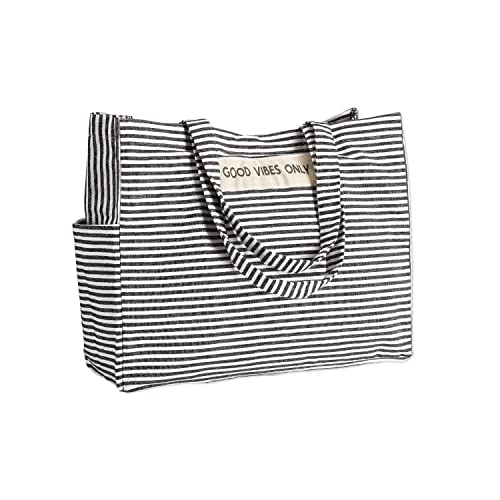 Folkulture Beach Bags for Women, Waterproof, Beach Must Haves -17x14 inch - color: Black