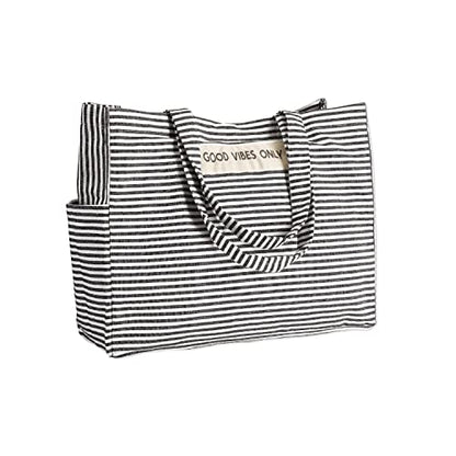 Folkulture Beach Bags for Women, Waterproof, Beach Must Haves -17x14 inch - color: Black