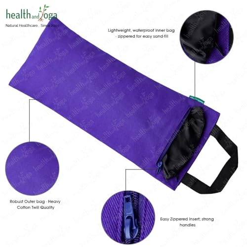 SoulGenie HealthAndYoga™ Yoga Sand Bags - Double Bag with Inner Waterproof Bag - Prop for Adding Weight and Support (Black) - color: Black