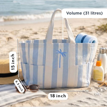 Folkulture Beach Tote Bags For Women, Beach Must Haves 2026-18x15 Inch | Waterproof,Sandproof, Large Tote Bags for Women, Swimming Pool, Beach Essentials, Simple Modern Pool Bag, Bolsos Para Mujeres - color: Palm Motif