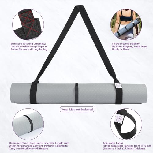 Yoga Mat Carrier Strap, Adjustable Thick Straps Sling for Carrying Large Mats, Stretching Band - color: 1pc Black