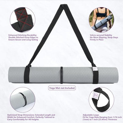 Yoga Mat Carrier Strap, Adjustable Thick Straps Sling for Carrying Large Mats, Stretching Band - color: 1pc Black