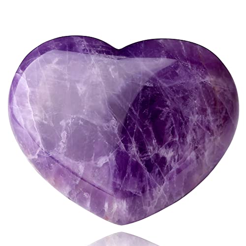 QINJIEJIE 1.8" Large Amethyst Stones Heart Healing Crystals Gemstone - color: Z - 1.8" Large - Amethyst Heart