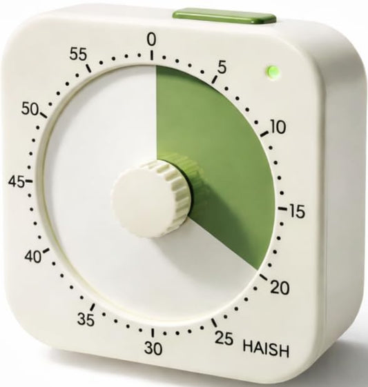 60 Minute Visual Timer for Kids - Premium Countdown Timer with Magnetic Back & Pause Function, Silent Operation for Classroom Teaching Home, Time Management Tool(Batteries Included) (Green) - color: Green