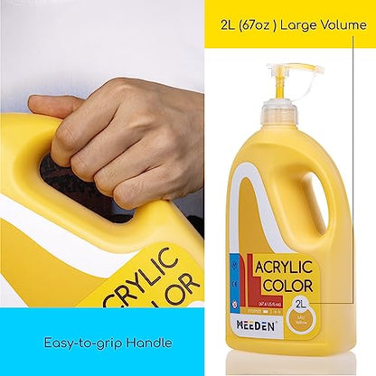 MEEDEN Mid Yellow Acrylic Paint with Pump Lid, 1/2 Gallon (2L /67.6 oz.) Soft Body Non-Toxic Rich Pigment Color, Perfect for Art Class, Wall Painting, Painting Party & Creative DIY - color: Mid Yellow