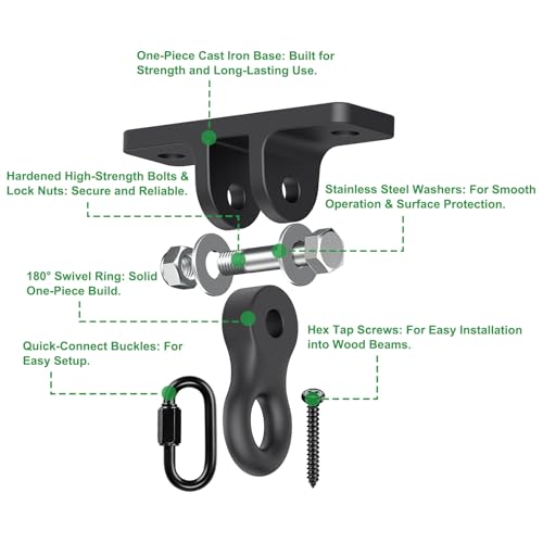 SELEWARE Heavy Duty Black Swing Hangers 2400LB Capacity Porch Swing Hanger - color: A: Black Swing Hangers (2 Pack)