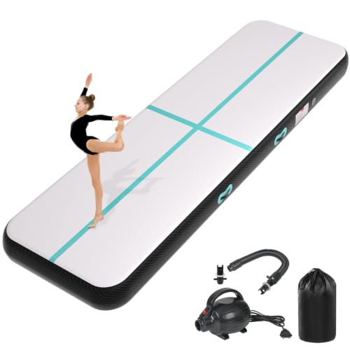 Inflatable Air Gymnastics Tumbling Mat 6ft 10ft 13ft 16ft 20ft - color: Green Black, size: 16ft*3.3ft*4in(5*1*0.1m)