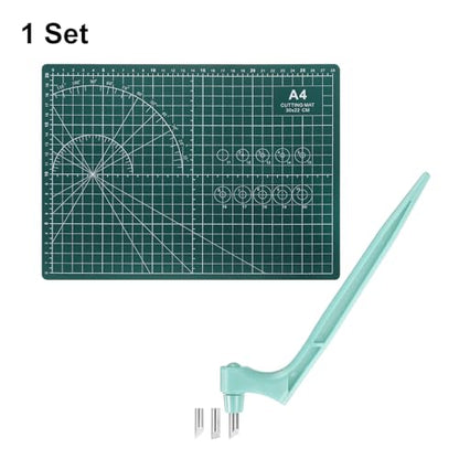 HARFINGTON Craft Cutting Tools 15/30/45 Degree Blades 360 Degree Rotating Blade Stainless Steel Cutter Pen Knife with Mat for DIY Crafts Stencils Scrapbooks, Light Blue - color: Light Blue