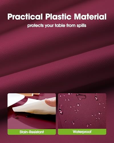 Pureegg Plastic Table Cloth Disposable 8 Pack 54 x 108 Inch, Burgundy | Thanksgiving, Harvest Party, Fall Decor, Leakproof & Sturdy, Burgundy, Tablecloth - color: Burgundy, size: 54" X 108" Rectangle