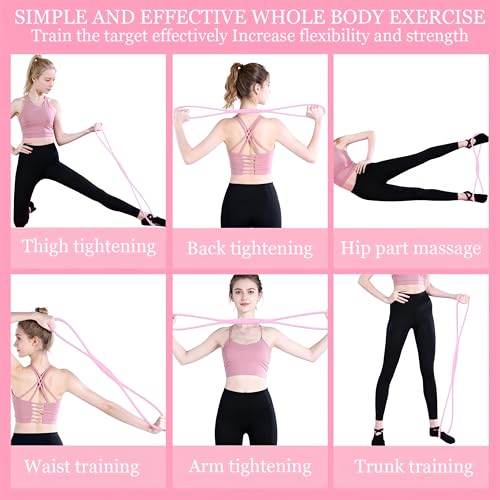 Figure 8 Fitness Resistance Band,Elastic Bands for Leg,Glute,Arm,Back Training Elastic Rope,Workout Chest/Shoulder Stretch Band,Home Gym Exercise Equipment for Yoga,Pilates,Stretching,Physical Therapy