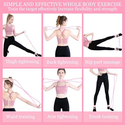 Figure 8 Fitness Resistance Band,Elastic Bands for Leg,Glute,Arm,Back Training Elastic Rope,Workout Chest/Shoulder Stretch Band,Home Gym Exercise Equipment for Yoga,Pilates,Stretching,Physical Therapy