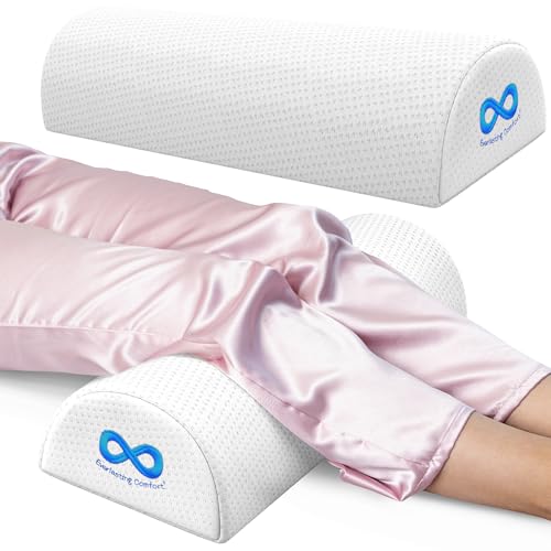 Everlasting Comfort Under Knee Pillow for Back Sleeping - Memory Foam Half Moon Leg Bolster Pillow for Back Pain, Thoracic Support - size: Standard