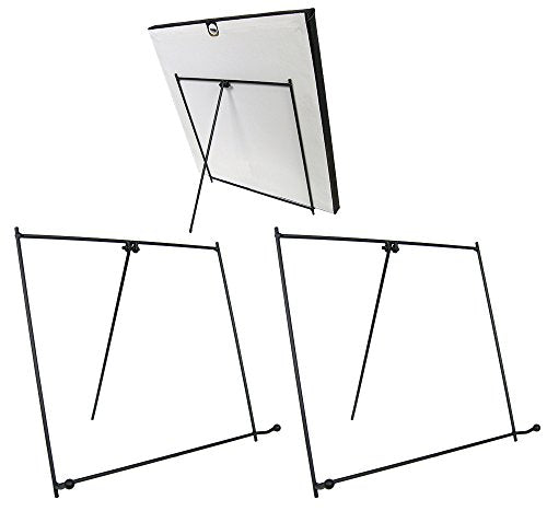 Black Metal Tabletop Easels Set of 3 - 9 Inch Display Stands for Plates, Books, Cookbooks, Picture Frames, Photos, Plaques, Artwork & Decorative Signs - Folding Easels for Home, Office & Retail - size: 9 Inch