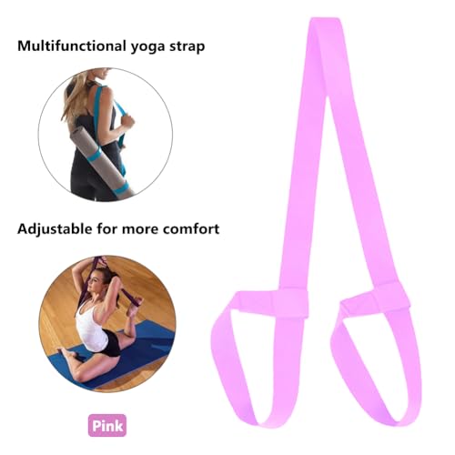 AKOAK Adjustable Yoga Mat Strap, Multi-purpose Strap, Durable Yoga Mat Carrying Strap (Excluding Yoga Mat), Pack of 1 - color: Pink
