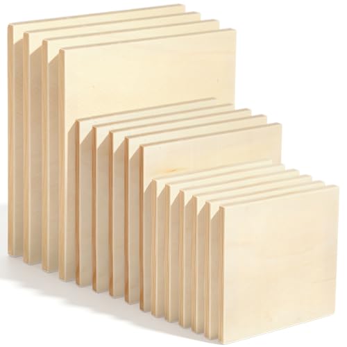 15-Pack Unfinished Wood Canvas Boards for Painting, 3 Sizes - Wooden Panels for DIY Art, Home Decor, and Craft Projects