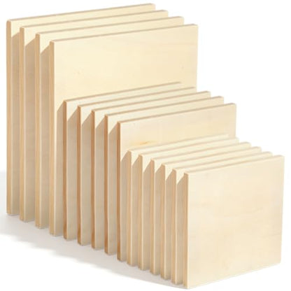 15-Pack Unfinished Wood Canvas Boards for Painting, 3 Sizes - Wooden Panels for DIY Art, Home Decor, and Craft Projects