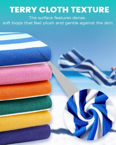 Antfuny 6 Packs Oversized 72x40 Inch Stripe Beach Towel Thin Set Extra Large XL Big Clearance Soft Super Pool Travel Bath Swim Camping Accessories Essentials Towels Bulk Men Women Adults Gift - color: Multi Toweling, size: 72 x 36 inch