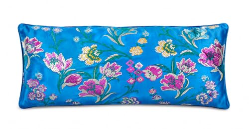 Handmade Luxe Serenity Eye Pillow - All-Natural Flaxseed - Unscented or Lavender Scented – Weighted Eye Mask for Yoga, Meditation, Hot & Cold Therapy - color: Floral Turquise, style: LAVENDER SCENTED