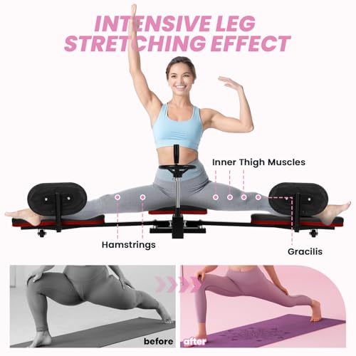 Leg Stretcher Machine 440LBS, 240° Adjustable Split Machine for Deep Stretching, Heavy Duty Hamstring Stretcher with Steering Wheel, Flexibility Training Equipment for Yoga & MMA