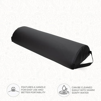 ForPro Premium Jumbo Half-Round Bolster Pillow for Massage and Yoga, Oil and Stain-Resistant, 9”W x 4.5" H x 26”L, Black