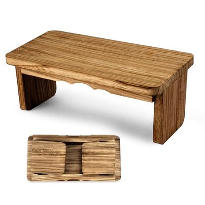 Meditation Bench Kneeling Stool Foldable Wooden Prayer Seat | foldable wooden meditation bench, kneeling prayer stool, ergonomic angled seat, lightweight portable, yoga mindfulness - color: Dark Wood