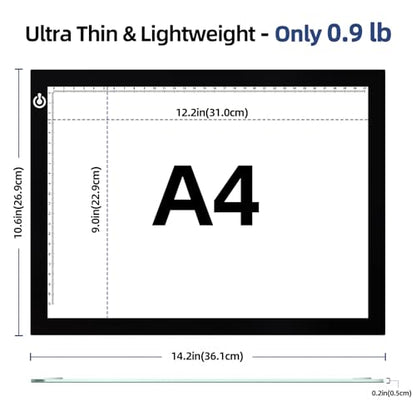 A4 Tracing Light Box, LED Board Adjustable Brightness Light Pad | Micro-USB powered, Light Table for Artists, Tattoo Drawing, Animation, Sketching, Stenciling & Diamond Art Painting