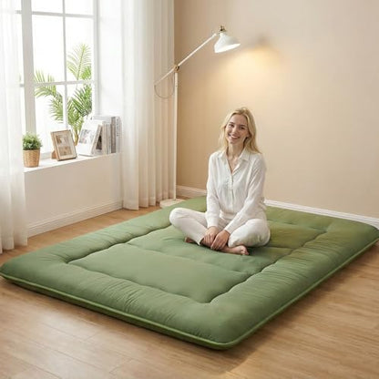XICIKIN 2.5" Japanese Floor Mattress, Japanese Futon Mattress - color: Green, size: Queen（80" x 60"）