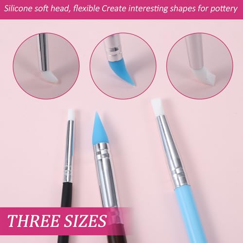 15 Pcs Silicone Clay Sculpting Tools, Double-Ended Dotting Tool, Pottery Tool, Clays Tools Kit with for Clay Sculpting, Painting, Modeling