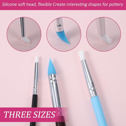 15 Pcs Silicone Clay Sculpting Tools, Double-Ended Dotting Tool, Pottery Tool, Clays Tools Kit with for Clay Sculpting, Painting, Modeling