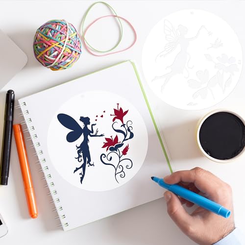 Keluna Fairy Stencils for Painting - 16 Pcs Template for Scrapbook Decor, Flower Moon Stencils for Painting on Wood Glass Canvas Decor, Tooth Fairy Wild Flower - style: fairy