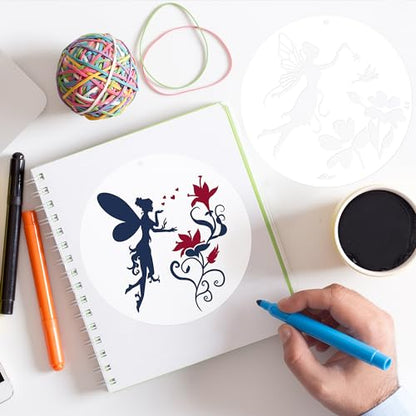 Keluna Fairy Stencils for Painting - 16 Pcs Template for Scrapbook Decor, Flower Moon Stencils for Painting on Wood Glass Canvas Decor, Tooth Fairy Wild Flower - style: fairy