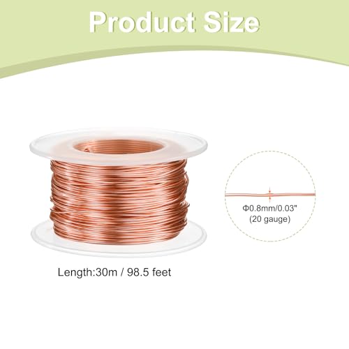 HARFINGTON 20 Gauge Aluminum Craft Wire 0.8mm 98.5ft Flexible Bendable Anodized Metal Jewelry Sculpting Wire for Jewelry Making Modelling Craft DIY, Rose Gold - color: Rose Gold, size: 30M x 0.8mm