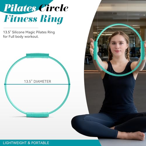 SUBCULTUREPICK Pilates Ring, Silicone Magic Pilates Rings, Lightweight & Durable Flexible Fitness Circle Exercise Equipment for Toning Arms, Thighs,Legs, Core,Yoga & Physical Therapy - color: Teal