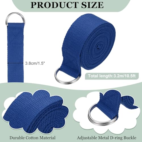 Yoga Strap for Stretching, Athletic Stretch Band with Adjustable Metal D Ring Buckle Yoga Bands - color: Blue, size: 10.5ft