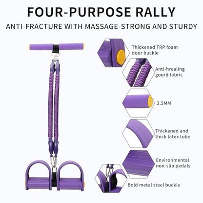 Multifunction Tension Rope, 2 Tubes Stretch Yoga Pedal Tension Strap, Adjustable Resistance, Tension Rope Fitness Equipment (Black) - color: Purple-2 Tubes