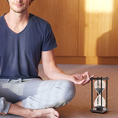 Hourglass Timer 60 Minute Large, Decorative Wooden Sandglass, Black