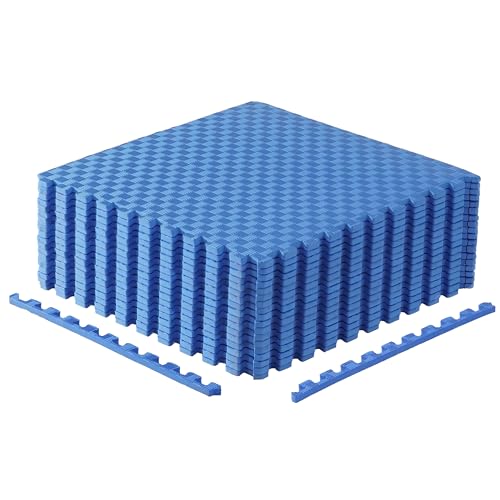 CAP Puzzle Exercise Mats | 1/2” Thick EVA Interlocking Foam Tiles for Home Gym Flooring | Multiple Options - color: Tatami - Blue, style: 18 Tiles (72 SQ FT)