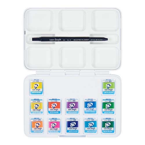Van Gogh Watercolor Paint Set, Plastic Pocketbox, 12-Half Pan Vibrant Colors Selection - color: 12 Vibrant (Plastic Pocketbox), style: Half Pan