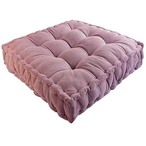 Verpert Floor Pillow 25x25 Inch Square Meditation Cushion Floor Seating for Adults Oversized Tufted seat Cushion Reading Nook for Kids, Yoga Meditation Pillow for Sitting on Floor (Purple) - color: Purple Taro