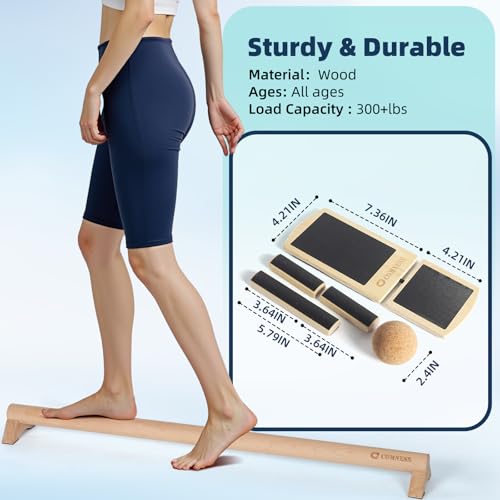 Versatile 40 Inch Beech Wood Balance Beam for Home Use - Enhance Balance, Ankle Strengthener Foot Exerciser for Sprained, Physical Therapy Purposes for Plantar Fasciitis Relief - color: Light Wood