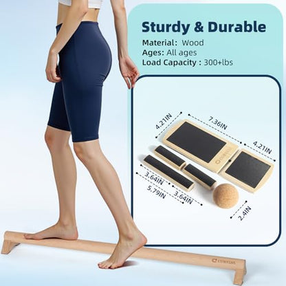 Versatile 40 Inch Beech Wood Balance Beam for Home Use - Enhance Balance, Ankle Strengthener Foot Exerciser for Sprained, Physical Therapy Purposes for Plantar Fasciitis Relief - color: Light Wood