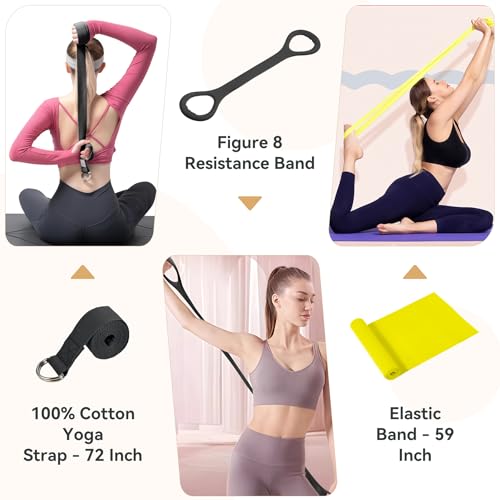 HASHMUST Pilates Ring Kit 12 PCS for Women, Home Workout Equipment with Magic Circle, Mini Exercise Ball, Resistance Bands, Massage Lacrosse, Yoga Strap, Full-Body Fitness Set for Toning & Gift - color: Black