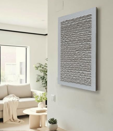 NANKAI Art White Texture Abstract Art Oil Painting Modern Minimalism Art Home Office Wall Deco Art 40x28 inches - color: NKHB238
