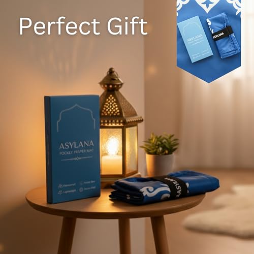 Portable Islamic Pocket Prayer Mat, Waterproof & Lightweight Thin Travel Sajjadah, Foldable Compact Small Muslim Praying Rug with Elastic Band, Essential Salah Gift Accessory - color: Royal Blue