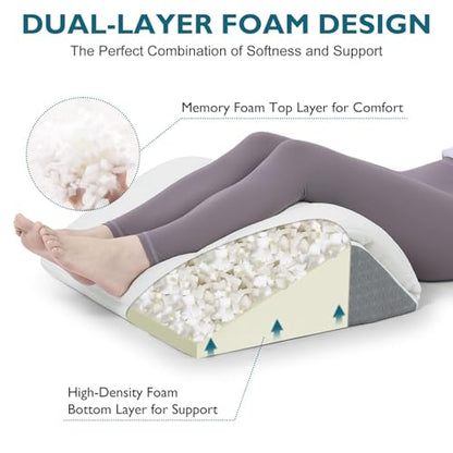 Shinnwa Knee Wedge Pillow, Patented Convertible Knee Pillow for Back Sleeping, Dual-Layer Memory Foam Triangle Pillow for Legs Post Surgery, Knee Support, Leg Elevation, Back Pain Relief - size: 23.5” x 18.8” x 8”