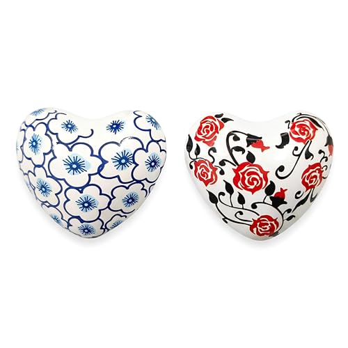 2 Pcs Heart Shaped Meditation Chime Bell Set, 1.77'' Hand-Painted Stainless Steel Hand Chimes for Anxiety Relief and Calm, Decorative Healing Bells with Cotton Pouch and Gift Box -Classic Arts